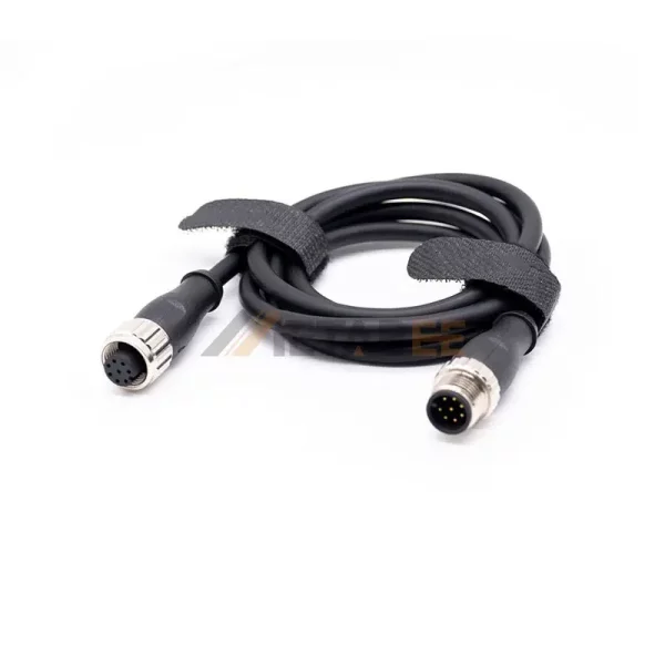 M12 8 Pin A Coded Male to M12 8 Pin A Coded Female Molded Extension Cable, AWG24, 1m 01