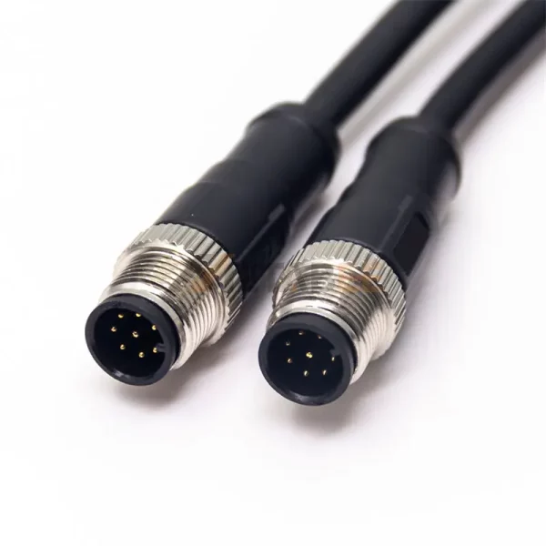 M12 8 Pin A Coded Male to Male Molded Sensor Cable, AWG24, 1m 01