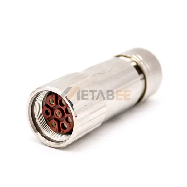M40 8 Pin Female Field Wireable Power Connector, Cable Type, Metal, Shielded 01