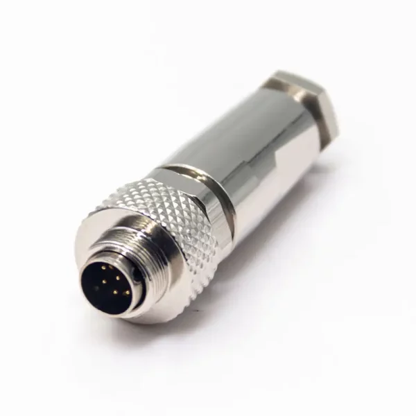 M9 8 pin Male Field Wireable Connector for Cable, Shielded, Metal 01