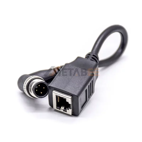 RJ45 Female to Right Angle M12 4 Pin A Coded Male Molded Adapter Cable 01