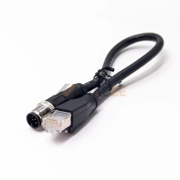 RJ45 Male to M12 8 Pin A Coded Male Adapter Cable, AWG24, 1m 01
