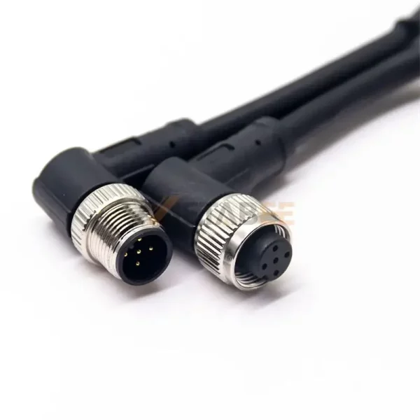 Right Angle M12 5 Pin A Coded Male to Right Angle M12 5 Pin A Coded Female Extension Cable 01