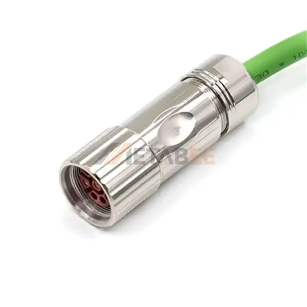 M23 7 Pin A Coded Female Connector Cable, 14AWG, Straight