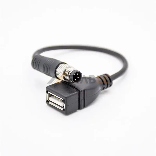 M8 4 Pin A Coded Male Straight to USB 4 Pin Female Splitter Cable 01