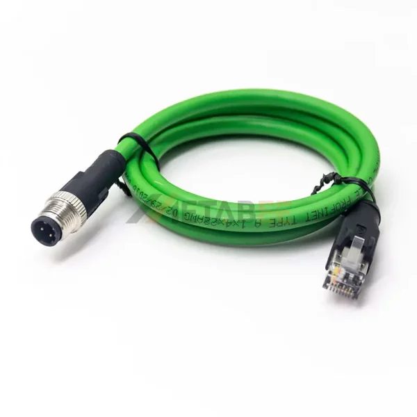 M8 D Coded 4 Pin Male Straight to RJ45 Male Connector Cable 01