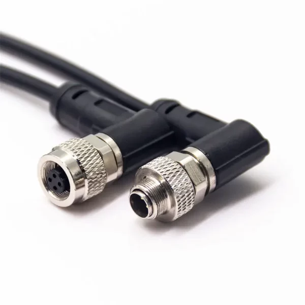 Right Angle M9 4 Pin A Coded Male to Female Cable, 1m 01