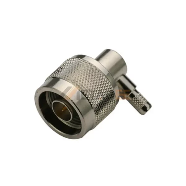 N Male Right Angle Connector, Crimp Attachment for RG400