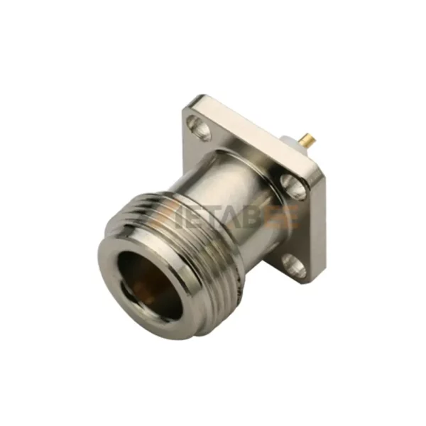 N Type Female Panel Mount Connector with 4 Hole Flange, 50 Ohm