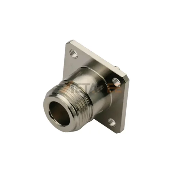 N Type Female Panel Mount Connector with 4 Hole Flange, Crimp Attachment for RG142, RG316, RG400