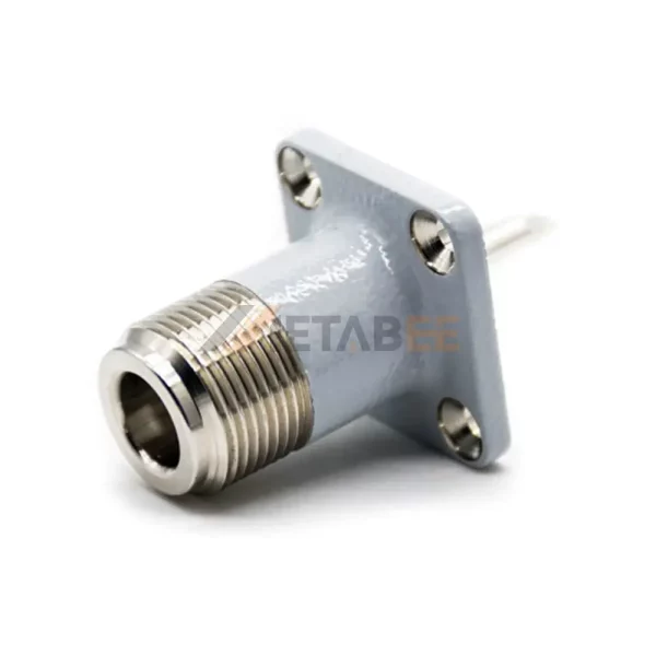 N Type Jack Panel Mount Connector with 4 Hole Flange, Solder 01