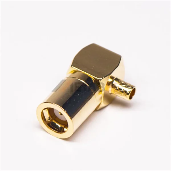 75 Ohm SMB Plug Connector Crimp Attachment, Right Angle 01