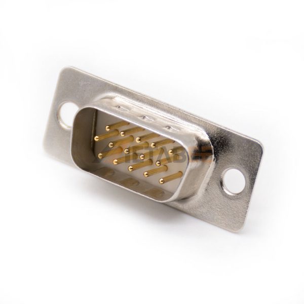 D-Sub 15 Pin VGA Male Connector, Cable Type, 2.29mm Pitch, Machined Contacts