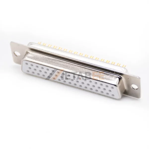 50 Pin D-Sub Female Connector for Cable Mount, Solder Cup, Machined Contacts, 2.77mm Pitch