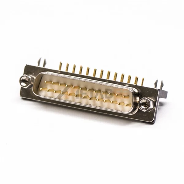 90 Degree 25-Pin D-Sub Male Connector, Through Hole,  2.77mm Pitch, Machined Contacts