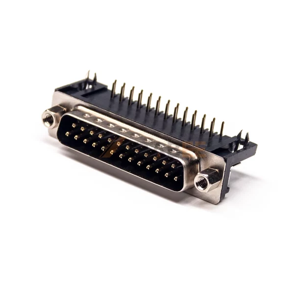 D-Sub DB25 Male Connector for PCB Mount, Through Hole, Right Angle, 2.77mm Pitch, IP20