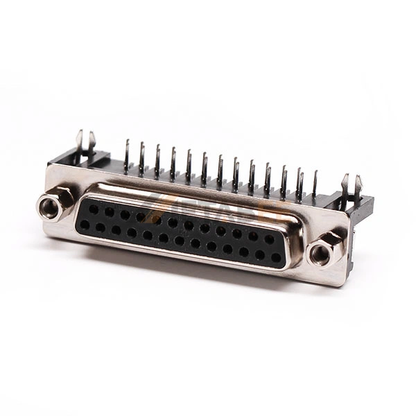 DB25 Right Angle Female Connector for PCB Mount, Through Hole, 2.77mm Pitch
