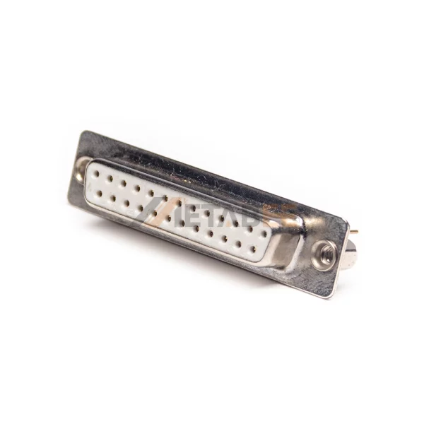 25-Pin D-Sub Female Connector for PCB Mount, Through Hole, 2.77mm Pitch, Machined Contacts