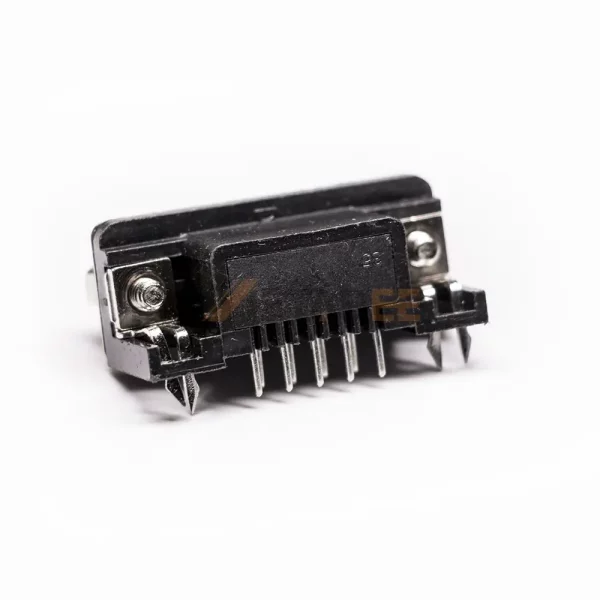 90 Degree DB9 Male Connector for PCB Mount, Through Hole, 2.77mm Pitch, Screw Lock