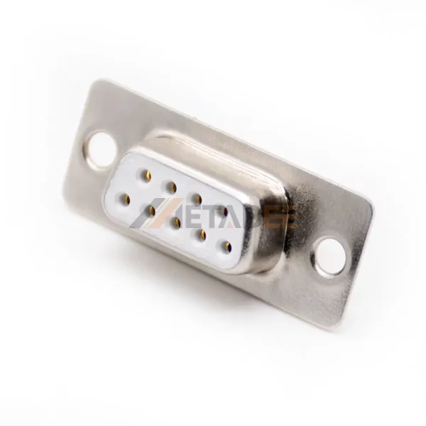 D-Sub 9 Pin Female Connector, Cable Mount, Solder Cup, Machined Contacts, 2.77mm Pitch