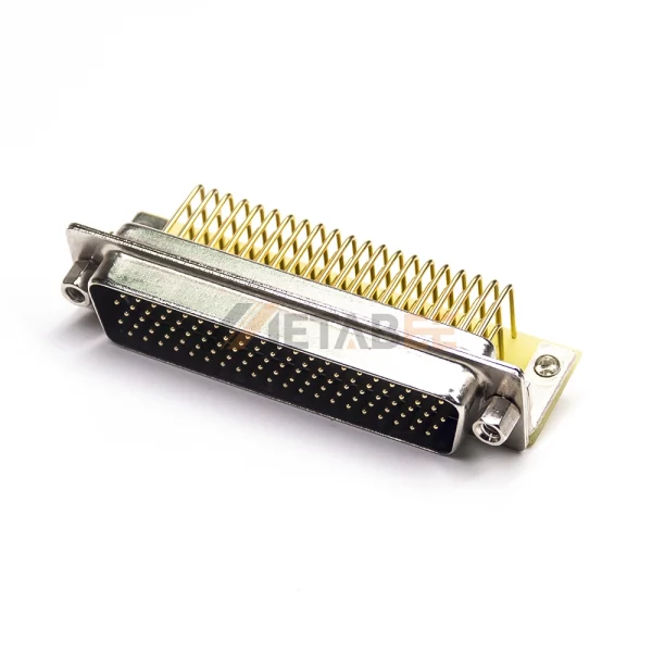 D-Sub 104 Pin Male Connector for PCB Mount, Through Hole, 1.27mm Pitch, Machined Contacts