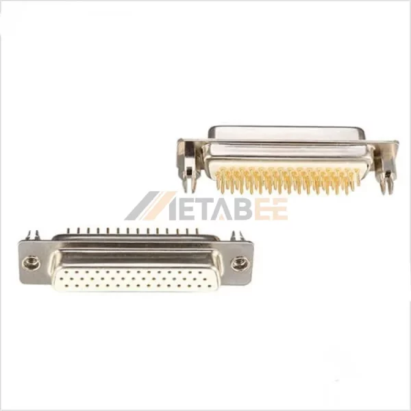 DB44 D-Sub Female Connector for PCB Mount, Through Hole, Machined Contacts, 2.29mm Pitch