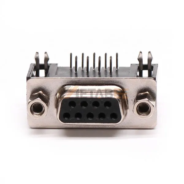 DB9 90 Degree Female Connector for PCB Mount, Through Hole, 2.77mm Pitch