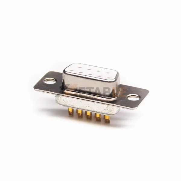 DB9 Female Connector, Cable Mount, Solder Cup, Machined Contacts, 2.77mm Pitch