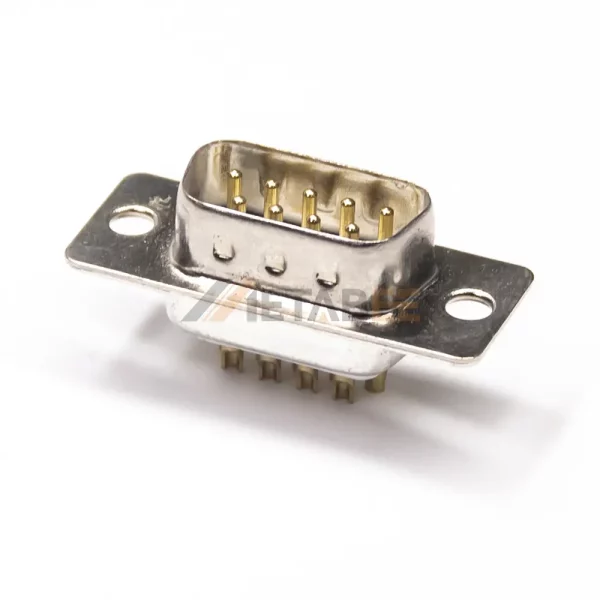 DB9 Male Solder Connector for Cable Mount, Solder Cup, Machined Pins, 2.77mm Pitch