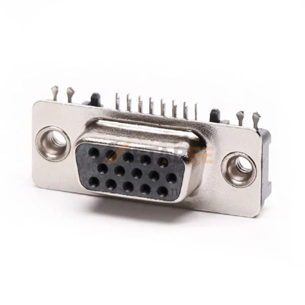 15 Pin D-Sub VGA Male Connector for PCB Mount, Though Hole, Right Angle, 2.29mm Pitch