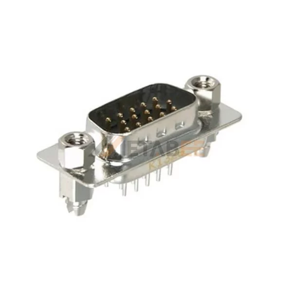 D-Sub HD15 Male Connector, PCB Mount, Through Hole, 2.29mm Pitch, Front Screw Lock