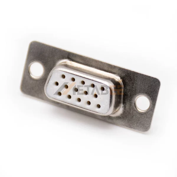 D-Sub High Density 15 Pin Female Connector, Cable Type, Solder Cup, 2.29mm Pitch