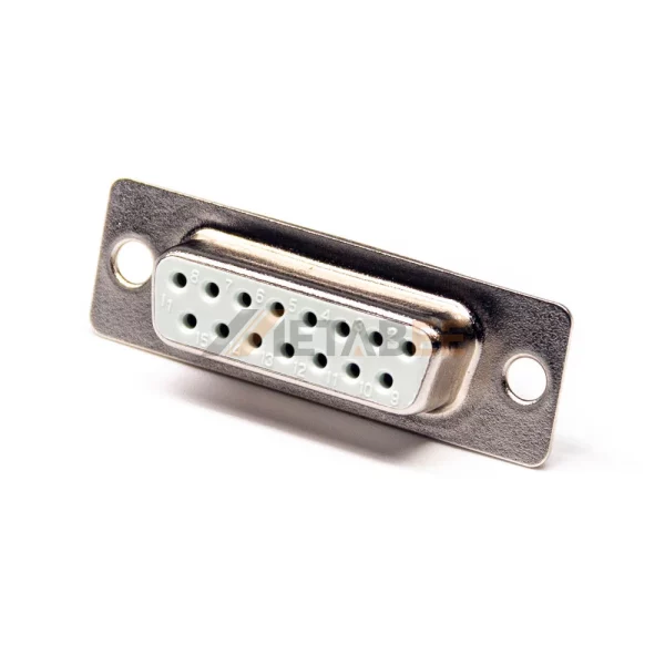 D-Sub 15 Pin Female Connector, Cable Type, 2.77mm Pitch, Zinc Alloy