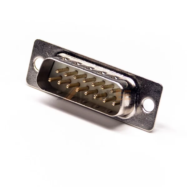 15 Pin D-Sub Male Connector, Cable Type, 2.77mm Pitch,  Zinc Alloy