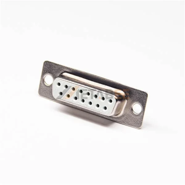 D-Sub DB 15-Pin Female Connector, Cable Type, Solder Cup, 2.77mm Pitch