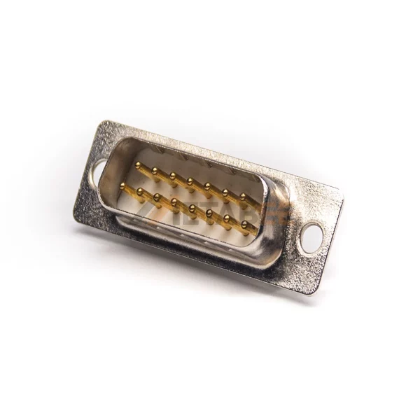 D-Sub 15 Pin Male Connector, Cable Type, 2.77mm Pitch, Machined Contacts