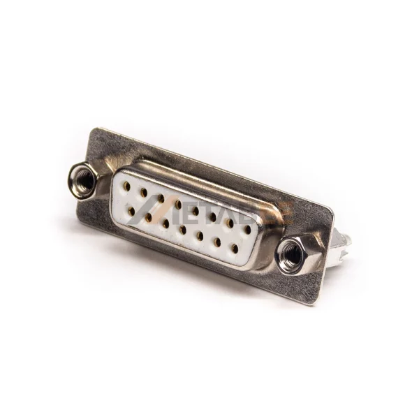 15 Pin D-Sub Standard Female Connector, PCB Mount, Through Hole, 2.77mm Pitch, Front Screw Lock