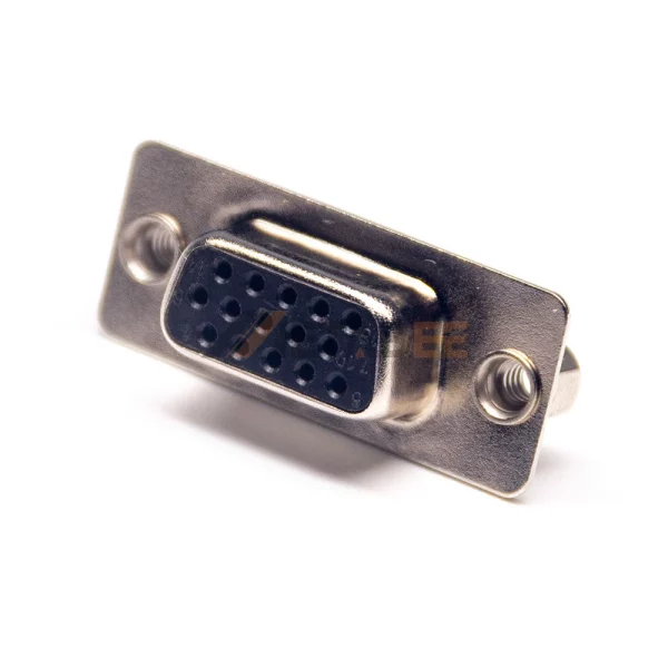 15 Pin HD D-Sub Female Connector, Cable Type, 2.29mm Pitch, Rear Rivet Nut
