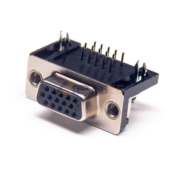 D-Sub 15 Pin VGA Female Connector for PCB Mount, Through Hole, Right Angle, 2.29mm Pitch