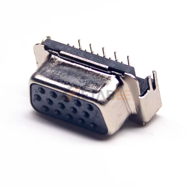 High Density D-Sub 15 Pin Female Connector for PCB Mount, Though Hole, 2.29mm Pitch