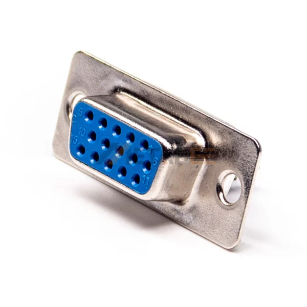 D-Sub 15 Pin HD Female Connector, Cable Type, Solder Cup, 2.29mm Pitch