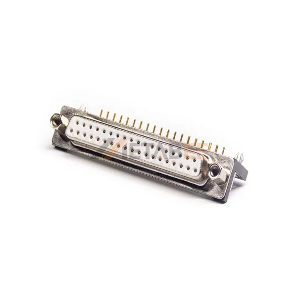 Right Angle D-Sub DB37 Female Connector, PCB Mount, Machined Contacts, 2.77mm Pitch