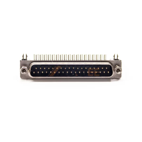 Right Angle DB37 Male Connector for PCB Mount, Through Hole, 2.77mm Pitch