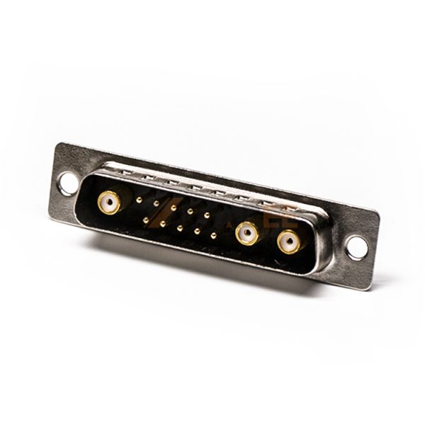 13W3 Mixed D-Sub Male Connector, Cable Type, Solder Cup, Coaxial & Signal