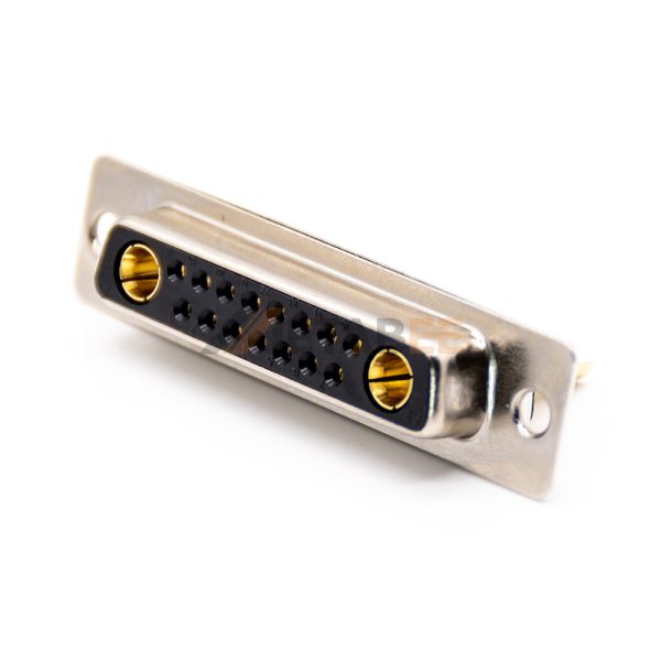 17W2 Mixed Contact D-Sub Female Connector for Cable Type, Solder Cup, Power & Signal