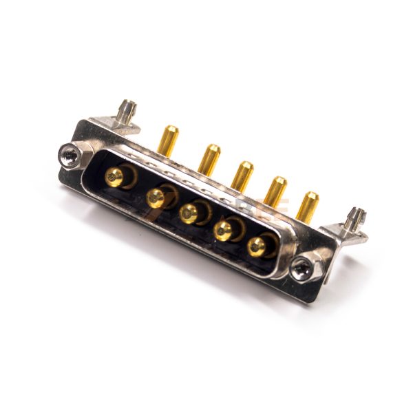 5W5 D-Sub High Current Female Right Angle Connector, PCB Mount, Through Hole