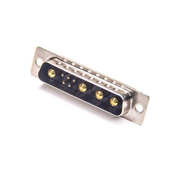 9W4 Mixed Contact D-Sub Male Connector for Cable Type, Solder Cup, Power & Signal