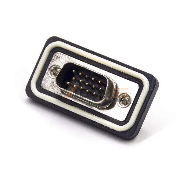 Waterproof 15 Pin VGA D-Sub Male Connector for PCB Mount, Machined Contacts, 2.29mm Pitch, IP67