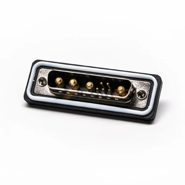 Waterproof 9W4 D-Sub 9 Pin Male Combo Connector, Cable Type, Signal and Power, IP67
