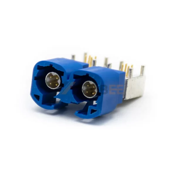Dual HSD C Code 4+4 Pin Plug Connector for PCB, Through Hole 01